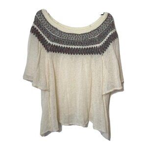 Free People Lock Lomand Off Shoulder Pullover Sweater Ivory M Wool Blend Knit